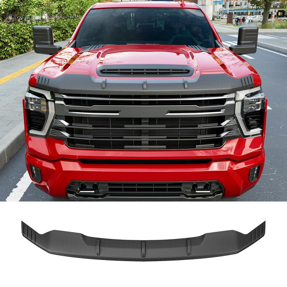 powoq front view installed on Silverado showing seamless protection
