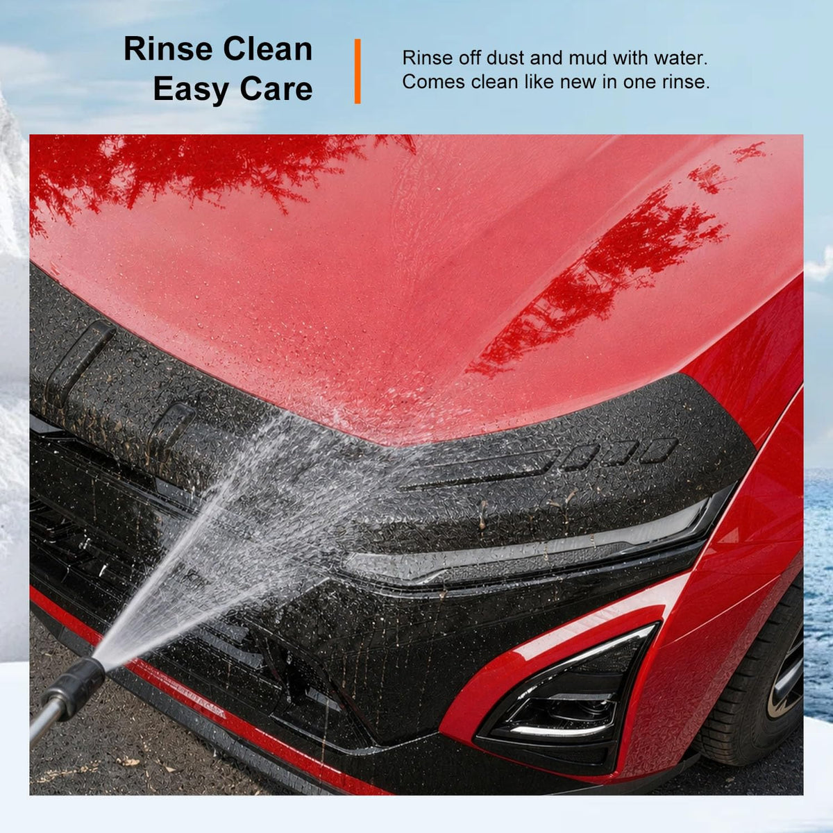 powoq deflector blocking road debris on highway for paint protection