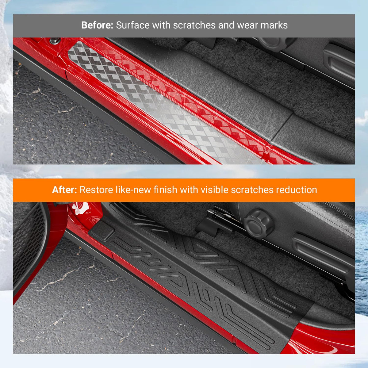 powoq installed side view on Jeep Gladiator threshold for seamless factory appearance
