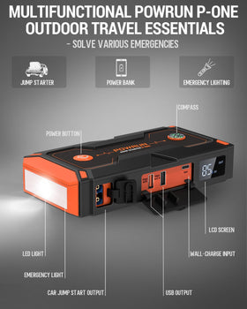 Powrun P-ONE with carry case and accessories for organized storage