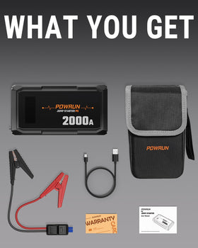 Powrun P-X used to jump a car battery providing fast reliable starts
