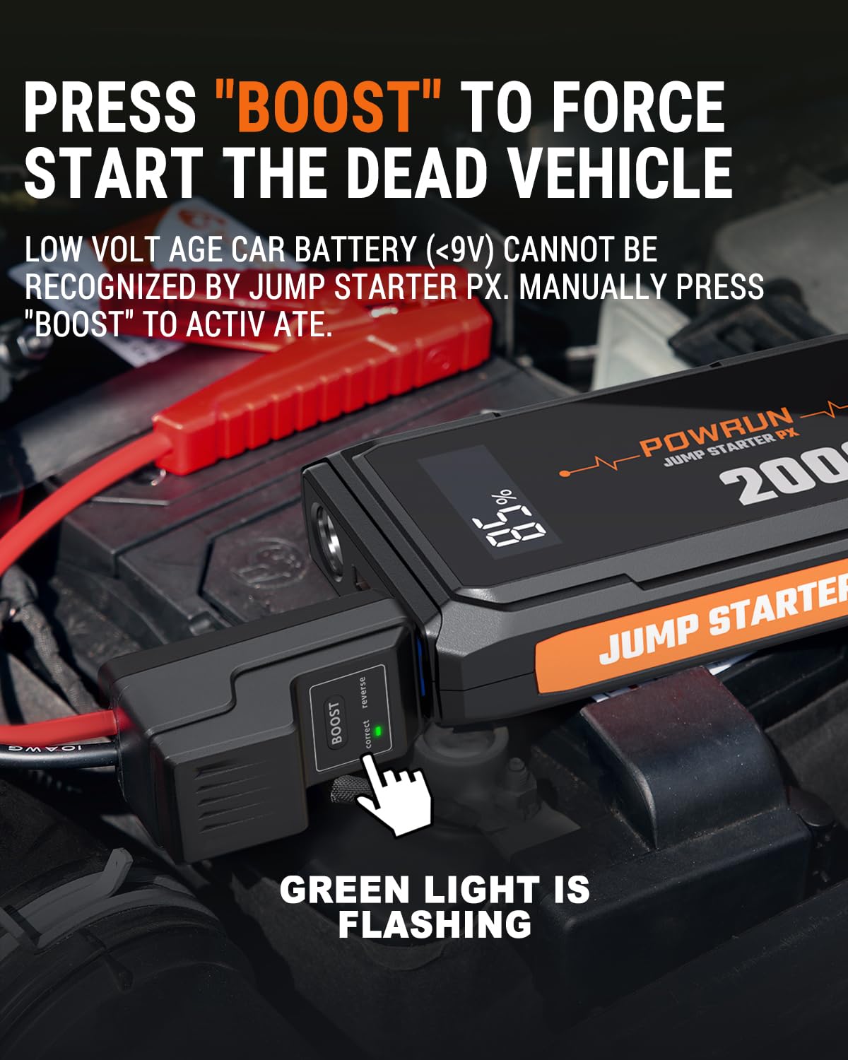Powrun P-X intelligent jumper cables and clamps delivering secure conductivity