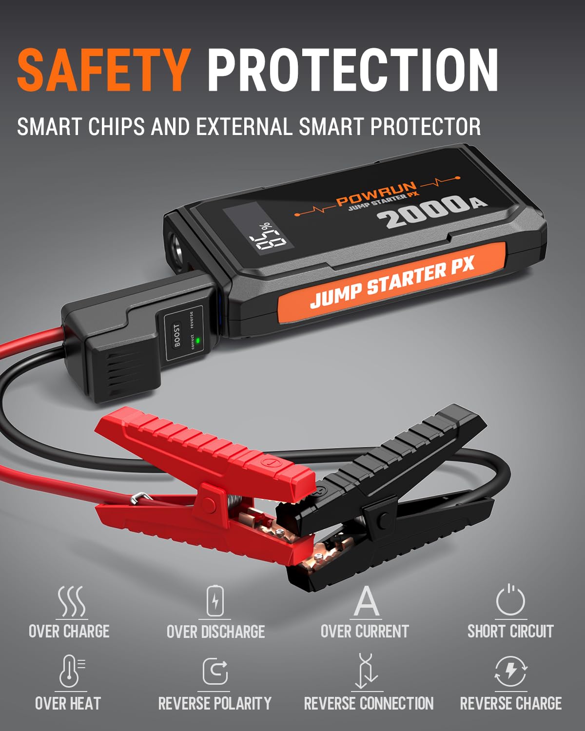 Powrun P-X built-in LED demonstrating flash and SOS modes for visibility