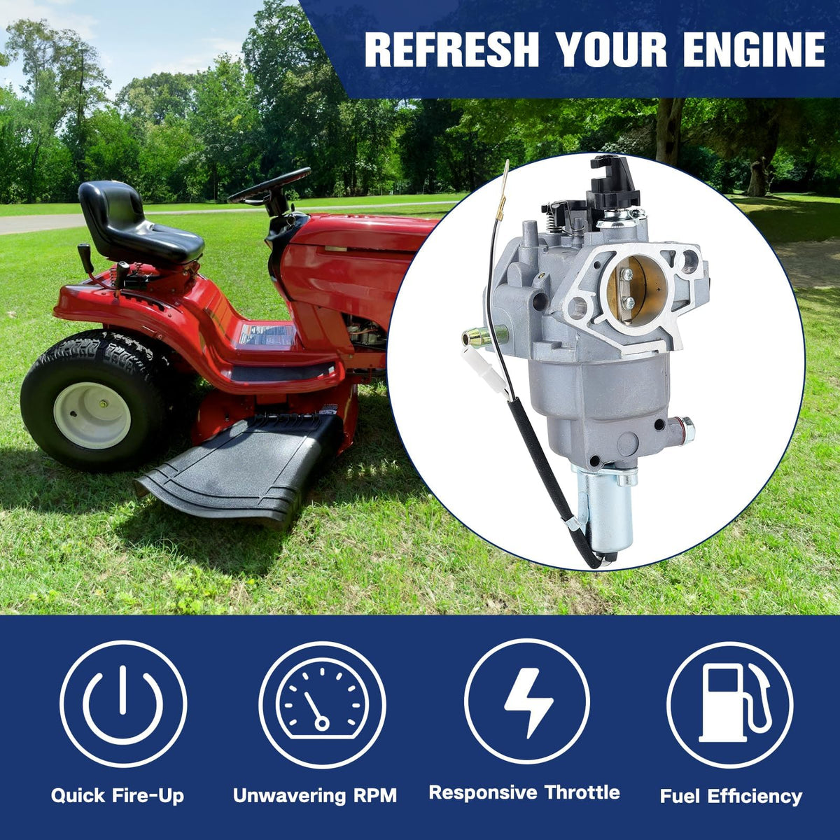 Powtol carburetor in garage setup with tools showing ready-to-install convenience