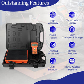 P PBAUTOS scale in use with refrigerant cylinder for accurate charging