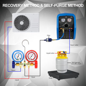 P PBAUTOS next to a standard recovery cylinder showing size and scale advantage
