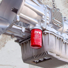 Pacific Performance Engineering filter installed on Allison transmission illustrating proper fit