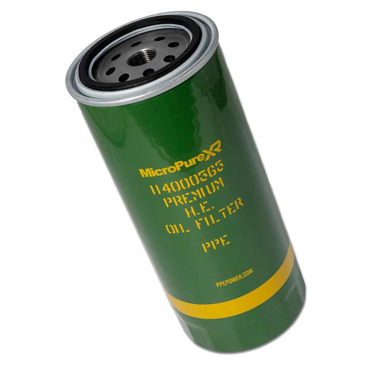 Pacific Performance Engineering front view of MicroPure XR oil filter showing labeling and fitment benefit