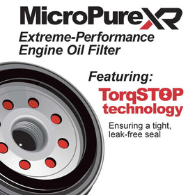 Pacific Performance Engineering MicroPure XR next to OEM filter for size comparison showing increased capacity benefit