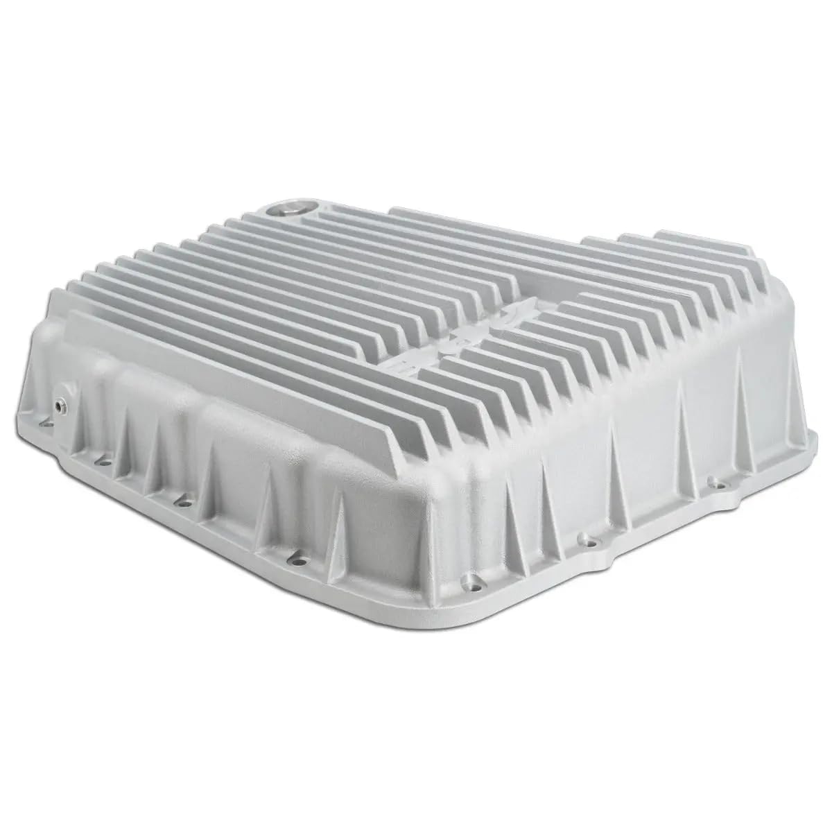 Pacific Performance Engineering transmission pan installed under a Dodge Ram 3500 demonstrating fitment
