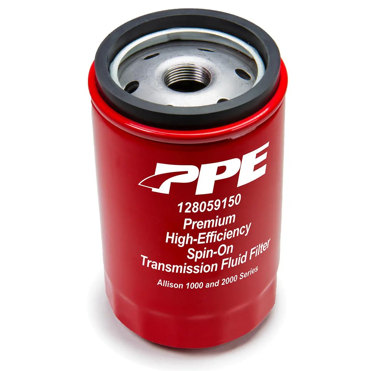 Pacific Performance Engineering spin-on filter front view showing label and fitment benefits