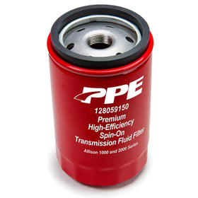Pacific Performance Engineering spin-on filter front view showing label and fitment benefits