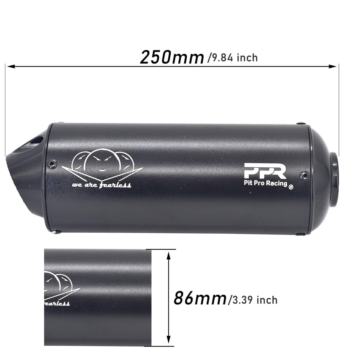 PPR PIT PRO RACING side profile displays black finish and corrosion resistance