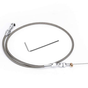 PQY 36-inch stainless braided throttle cable front view showing durable construction and fit