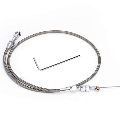 PQY 36-inch stainless braided throttle cable front view showing durable construction and fit