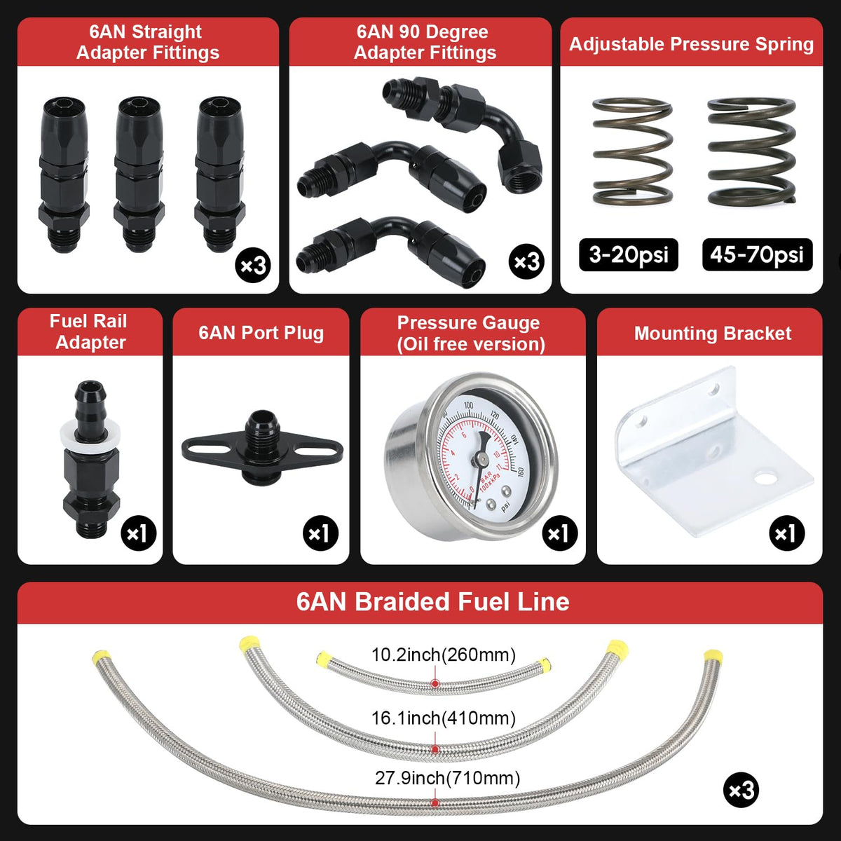 PQY stainless braided hose with AN fittings for leak-resistant fuel delivery