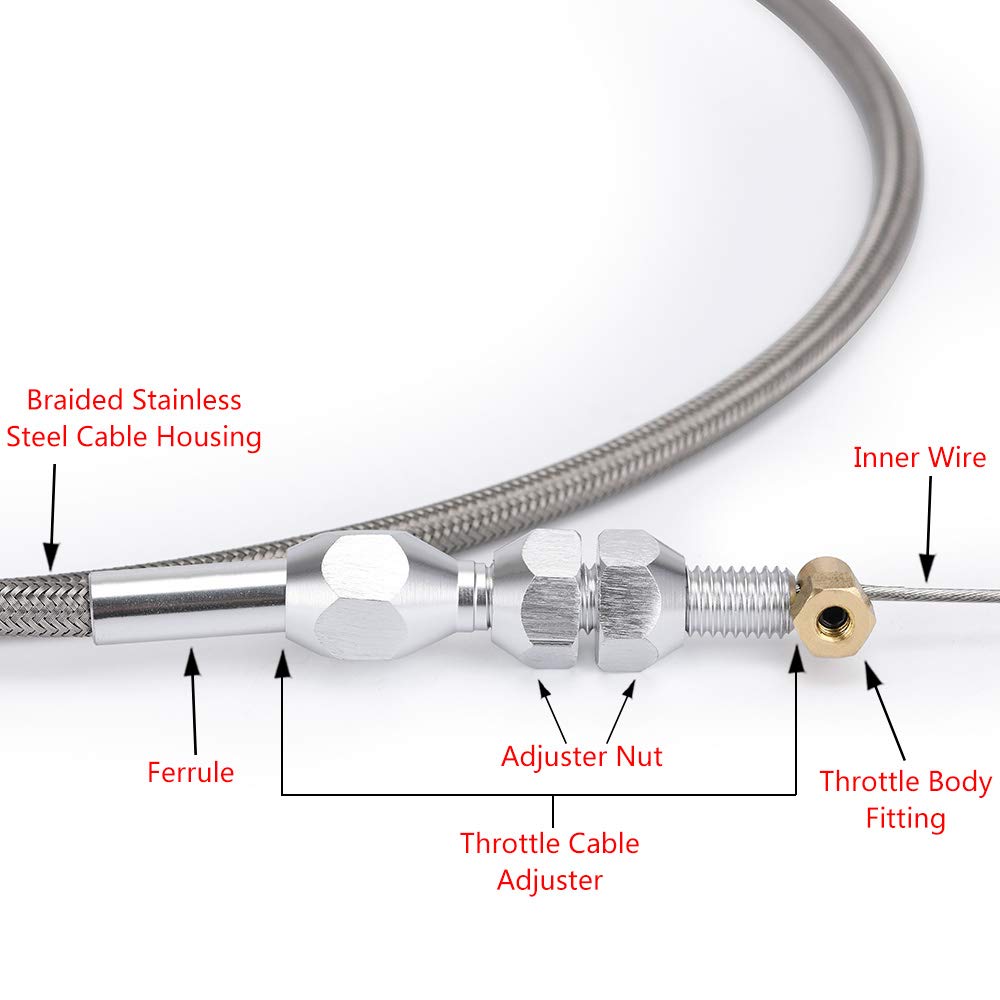 PQY throttle cable routed in engine bay illustrating easy swap fit and tidy installation