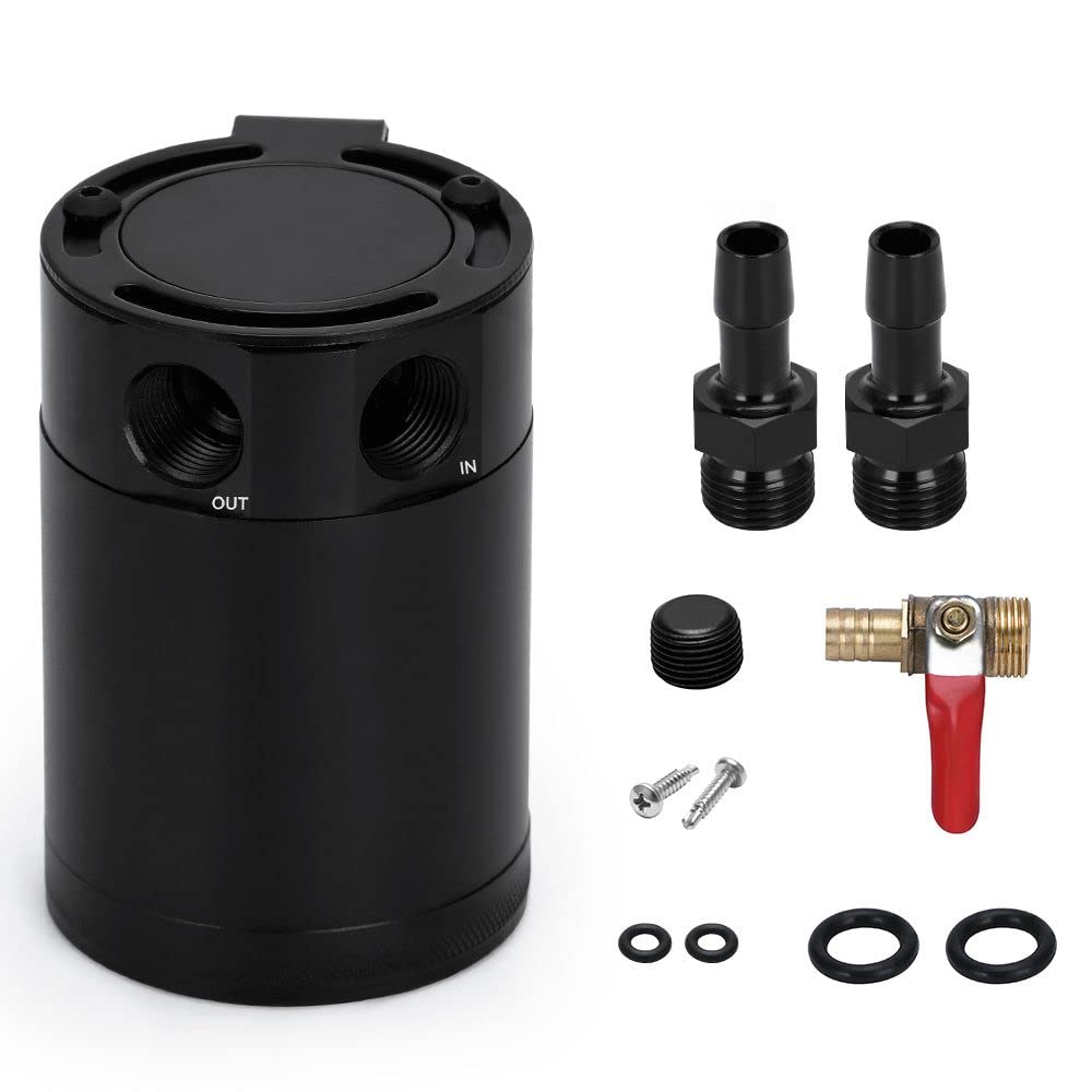 PQY front view of black aluminum catch can showing compact profile and durability