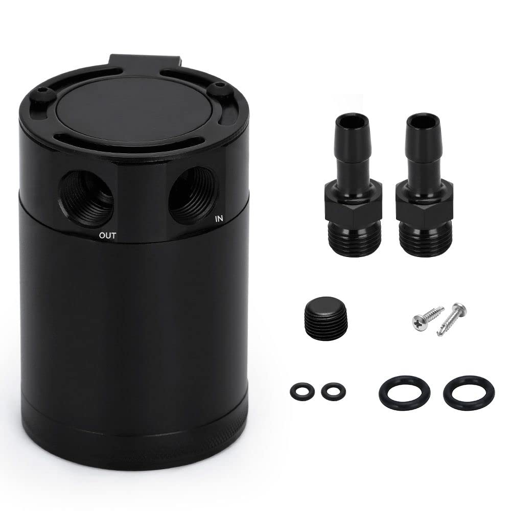 PQY front view of oil catch can showing compact reservoir and finish benefit