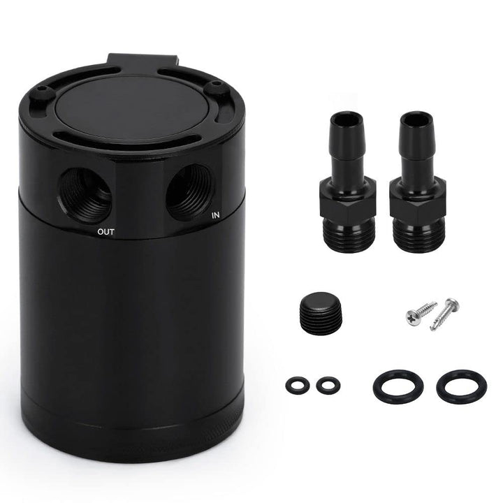 PQY front view of oil catch can showing compact reservoir and finish benefit