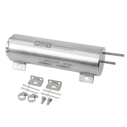 PQY front view of polished overflow tank showing compact size and durable finish