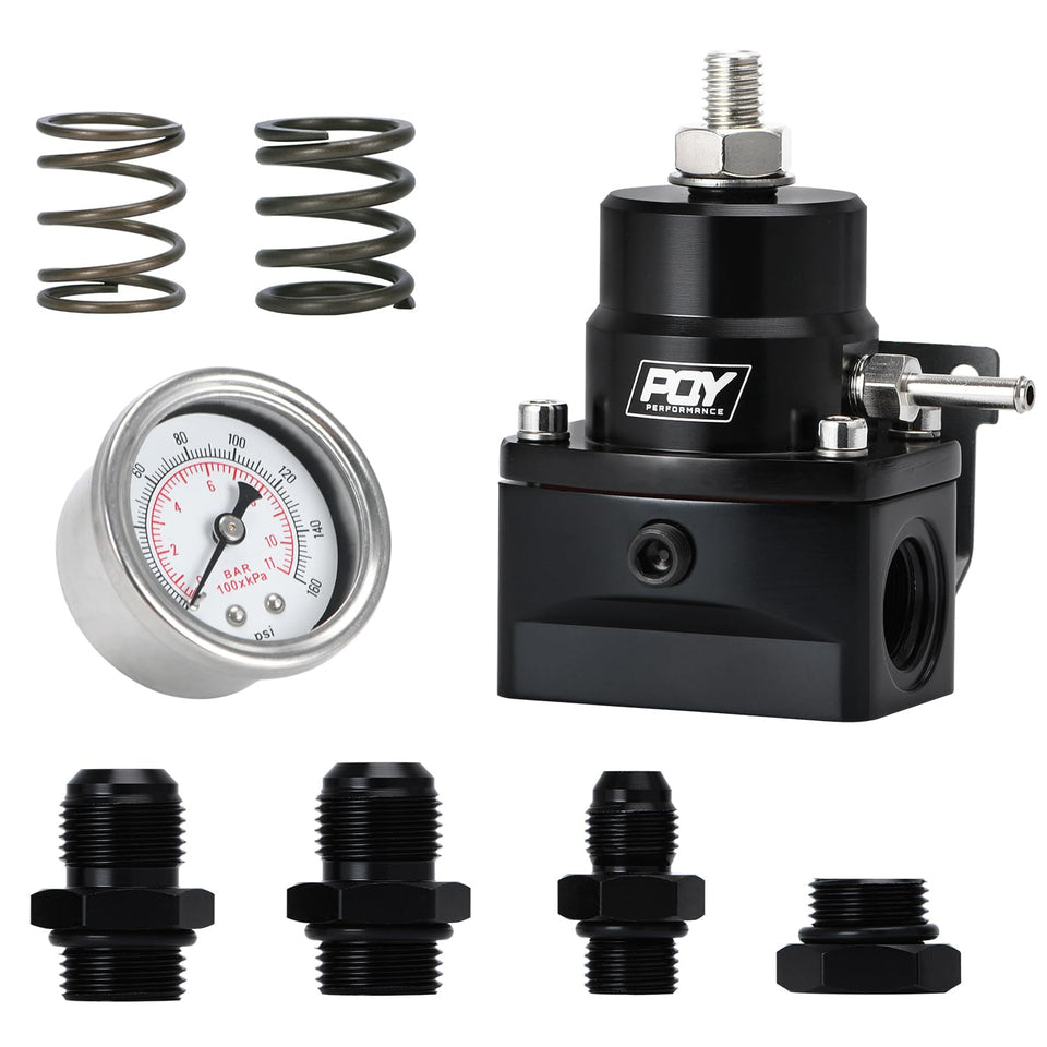 PQY regulator front view showing billet body and AN8 feed for durable installation