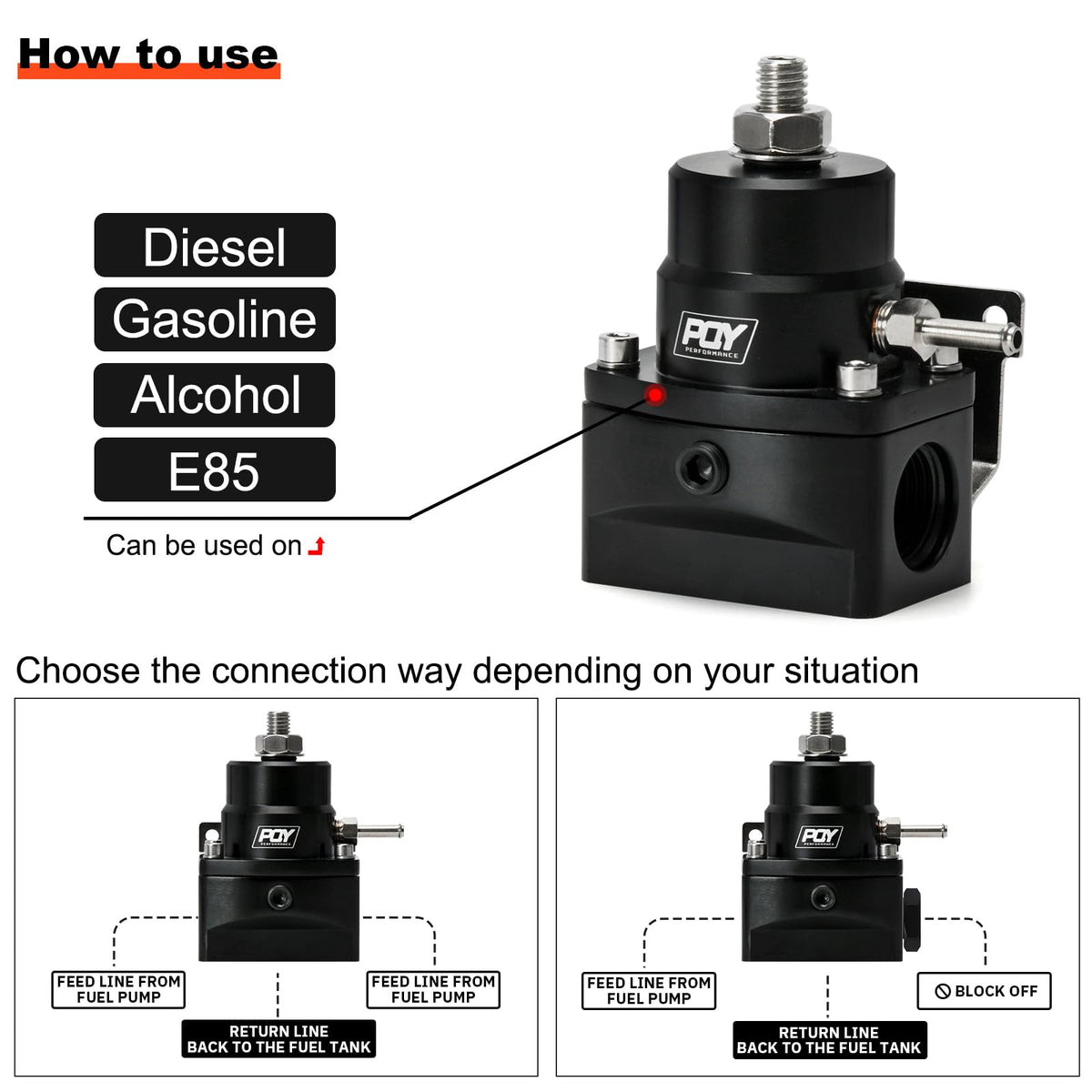 PQY 0–160 PSI gauge closeup mounted on regulator for accurate fuel pressure monitoring