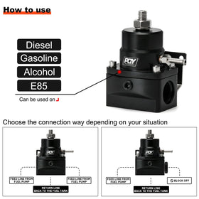 PQY 0–160 PSI gauge closeup mounted on regulator for accurate fuel pressure monitoring