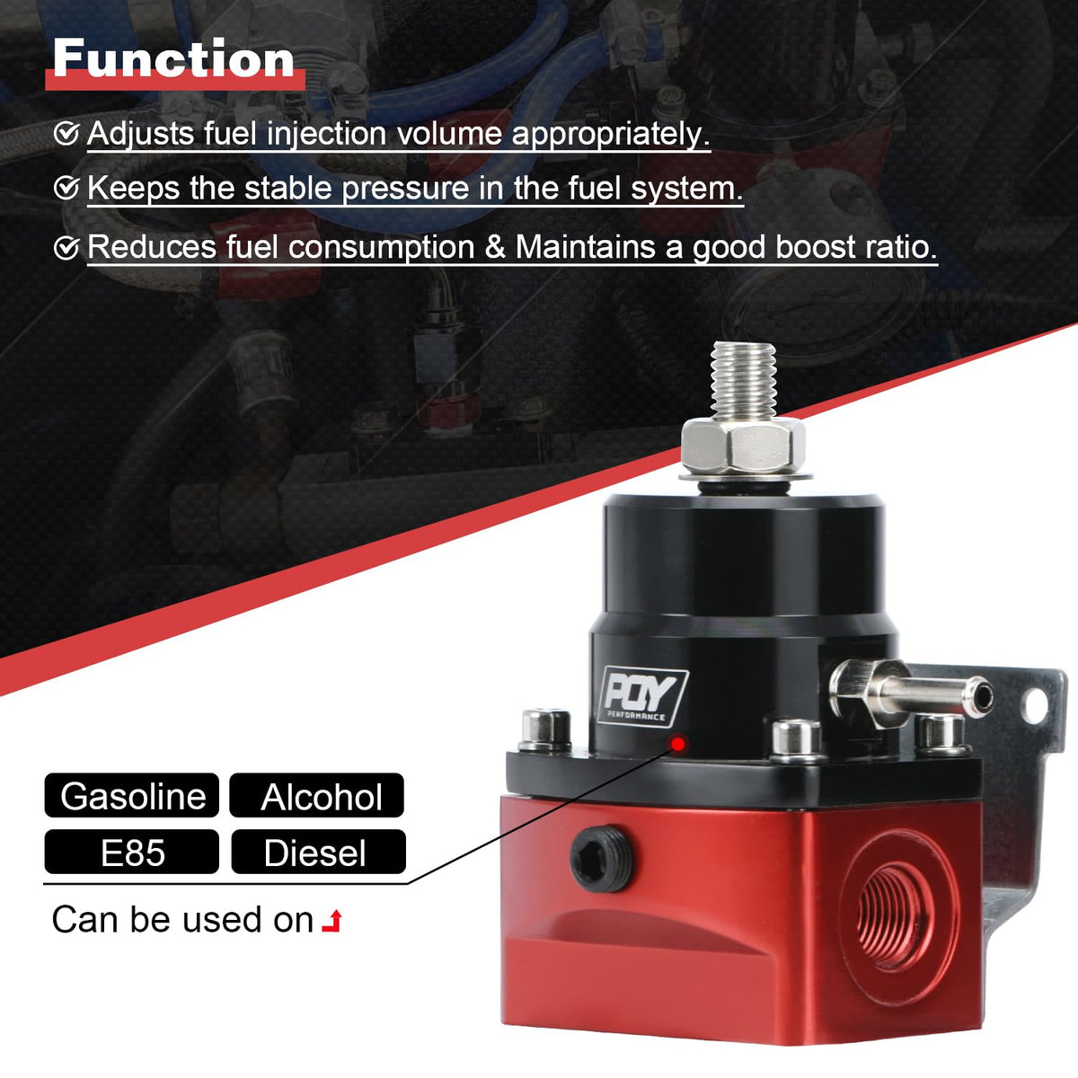 PQY regulator top adjuster closeup showing bolt for precise pressure tuning