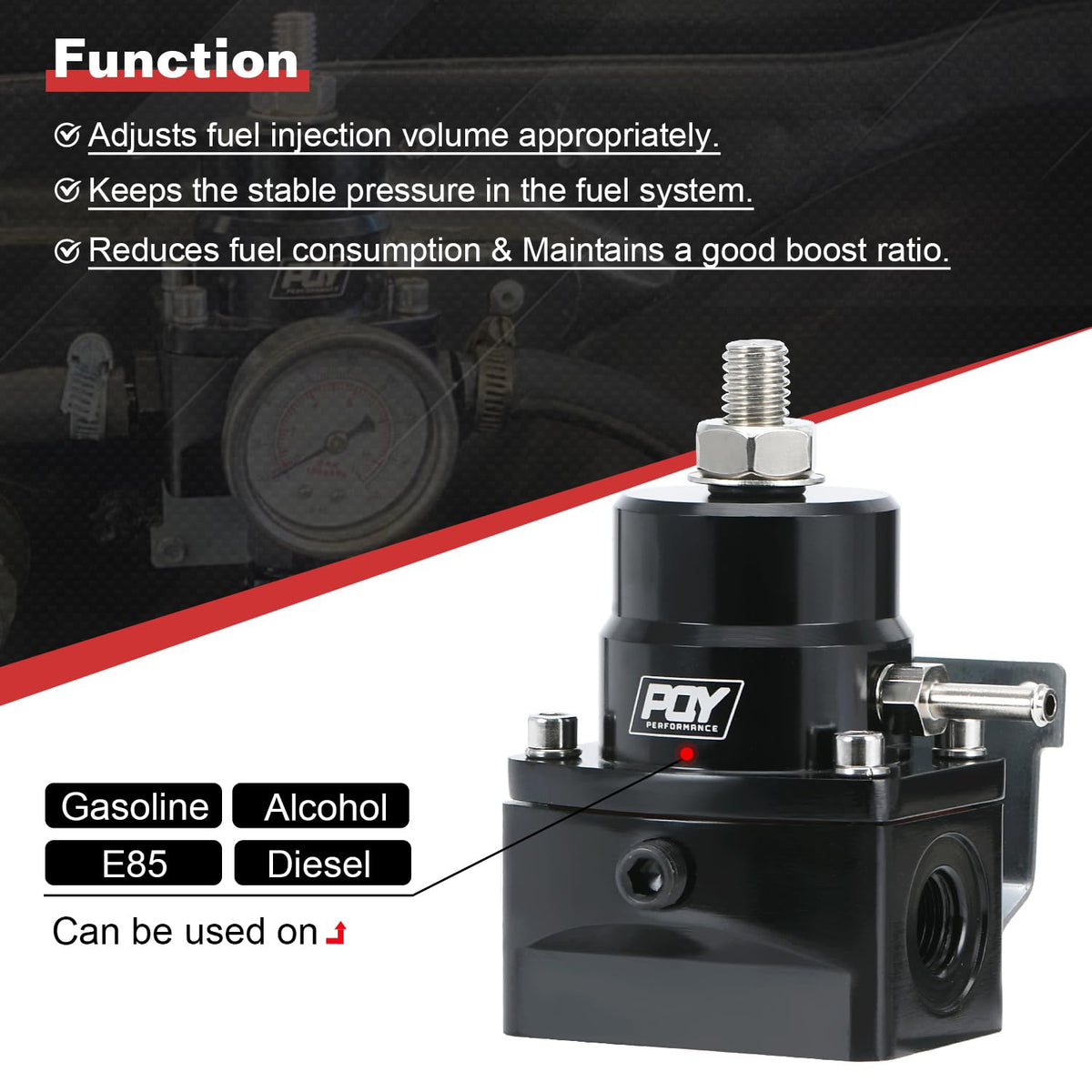 PQY regulator top adjustment bolt close-up for precise pressure tuning benefit