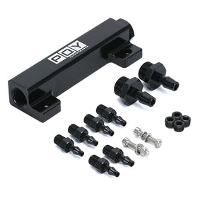 PQY vacuum manifold front view showing six ports and mounting points for tidy boost distribution