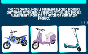 Precision Auto Products controller installed inside a Razor scooter illustrating direct replacement fitment