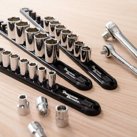 Precision Defined rail next to ruler showing compact sizing and storage capacity