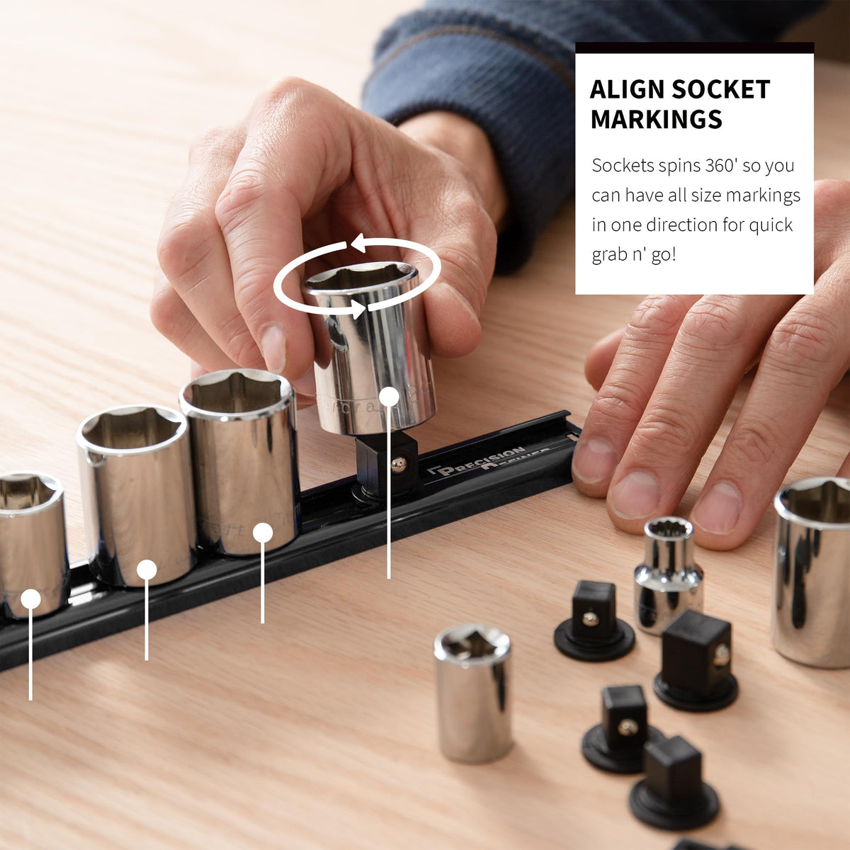 Precision Defined mounted rails inside a drawer showing quick access and tidy storage