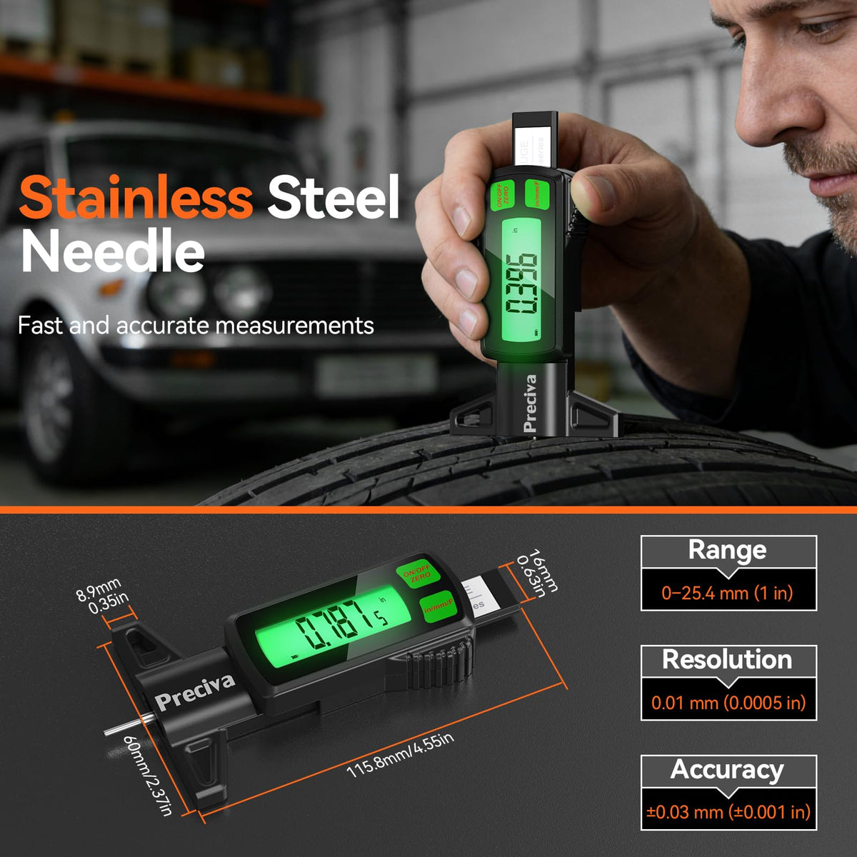 Preciva size comparison next to a key to show compact portability