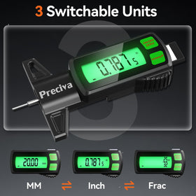 Preciva measuring tire tread in use, helps verify safe tread depth