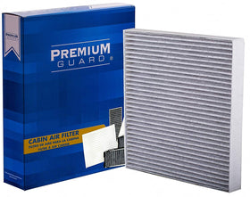 Premium Guard front packaging showing filter and fitment details, easy selection benefit
