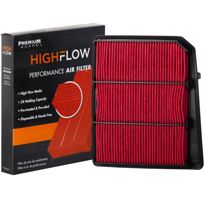 Premium Guard HIGHFLOW front packaging showing product and fitment benefits