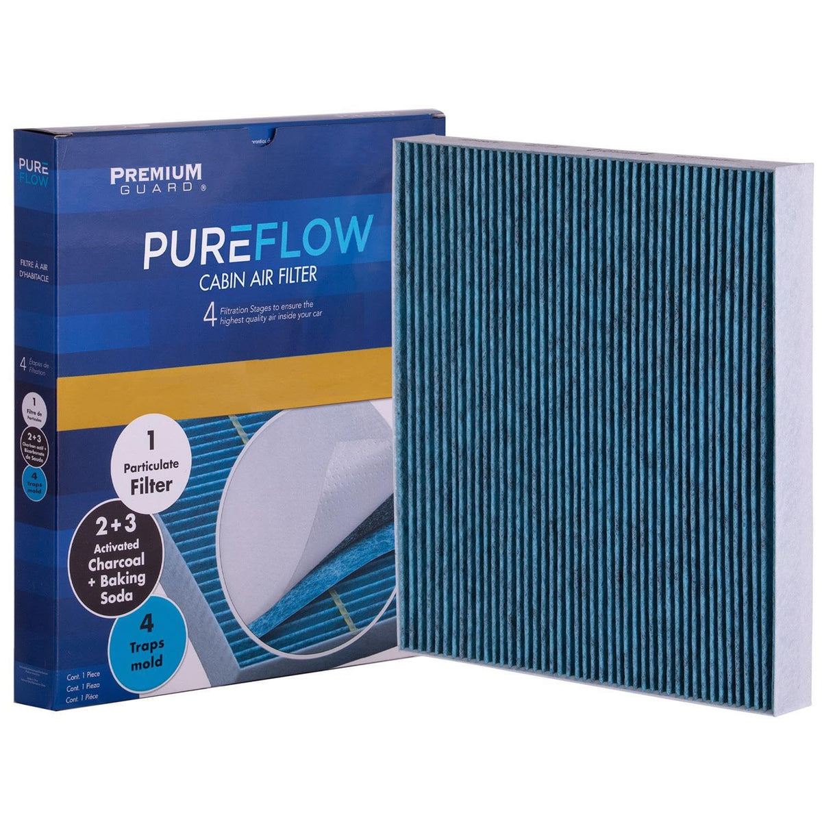 Premium Guard close-up of filtration layers showing fine particle capture benefit