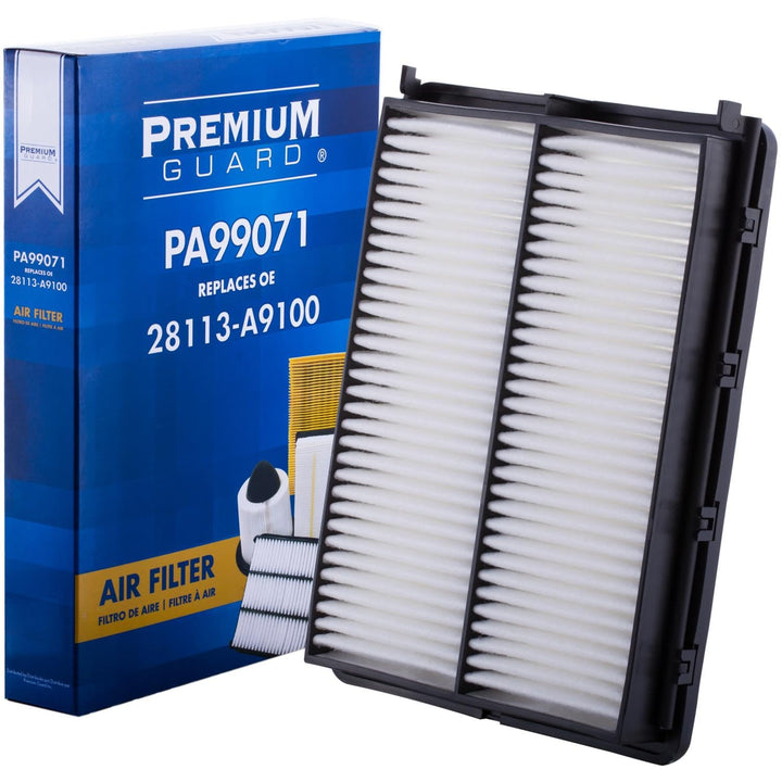 Premium Guard front view of PA99071 showing exact fit and clean intake protection
