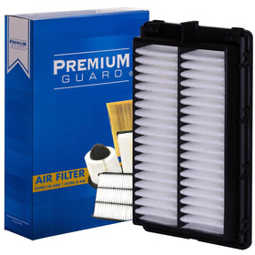 Premium Guard filter front packaging showing model and fitment benefit