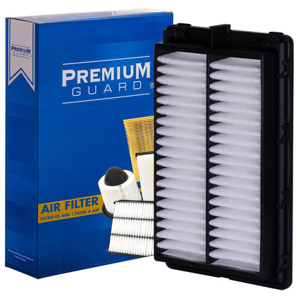 Premium Guard filter front packaging showing model and fitment benefit