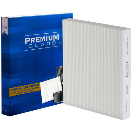 Premium Guard filter front packaging showing model and fitment benefit