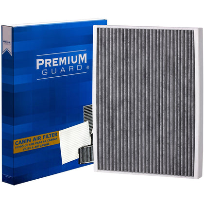 Premium Guard filter front packaging showing fitment for BMW iX and benefits