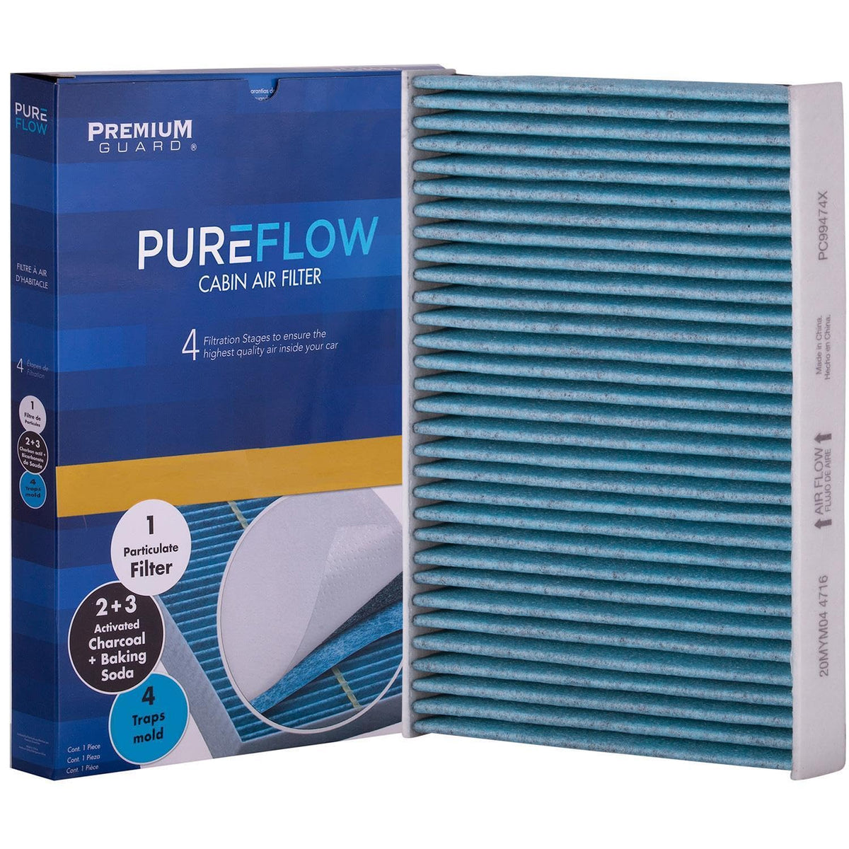 Premium Guard PUREFLOW activated carbon layer detail to reduce odors