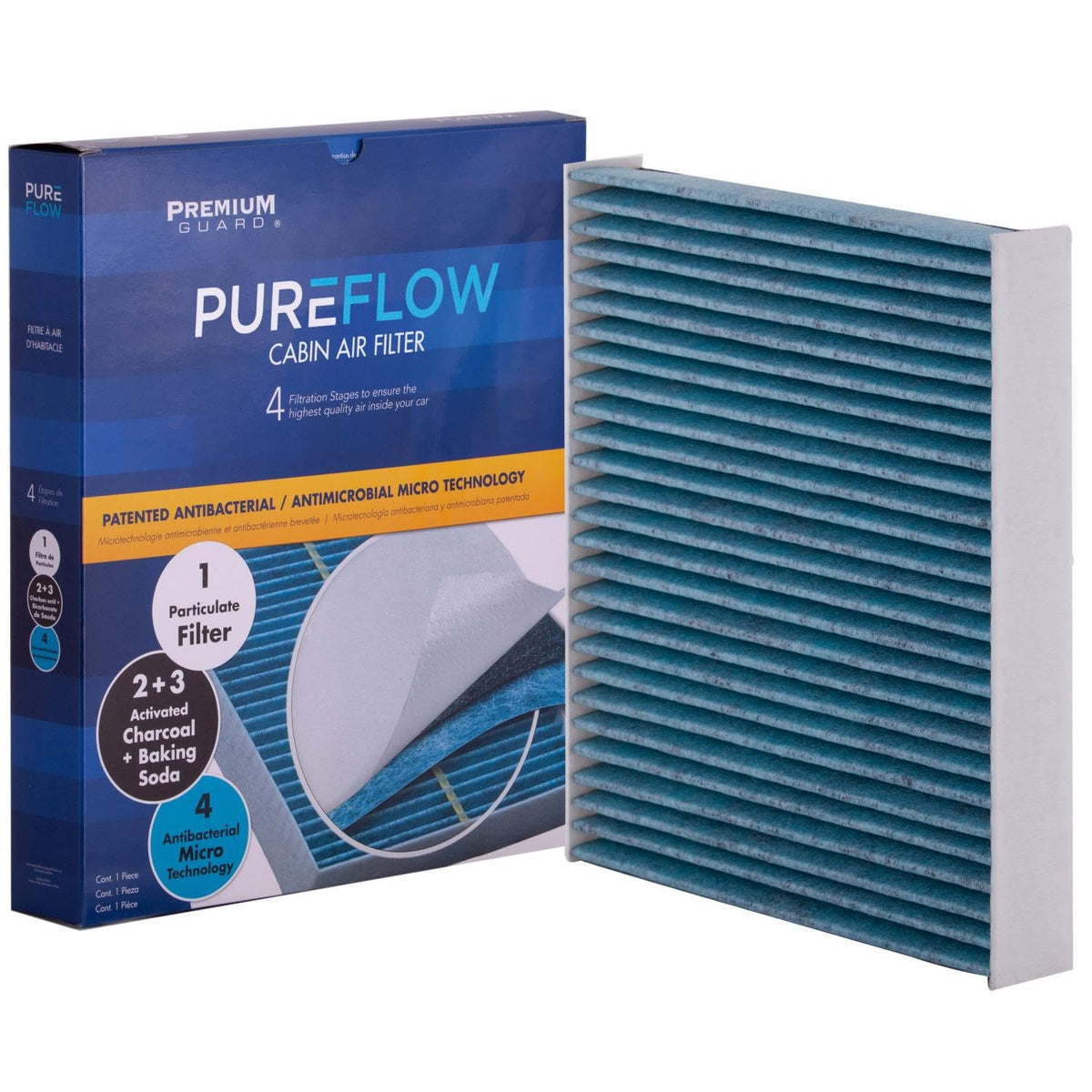 Premium Guard PUREFLOW activated carbon layer visible for odor control
