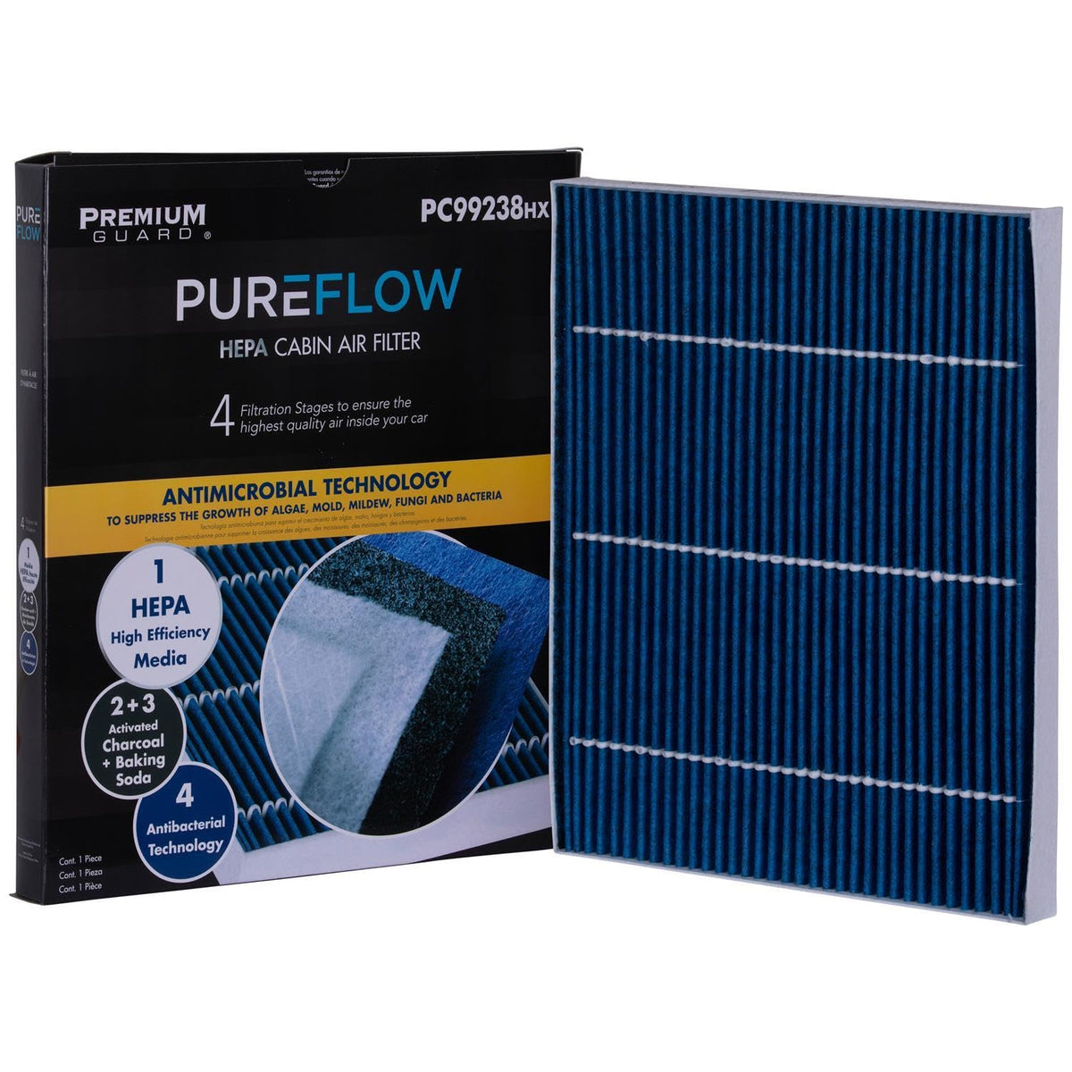 Premium Guard activated charcoal layer detail reducing odors from traffic