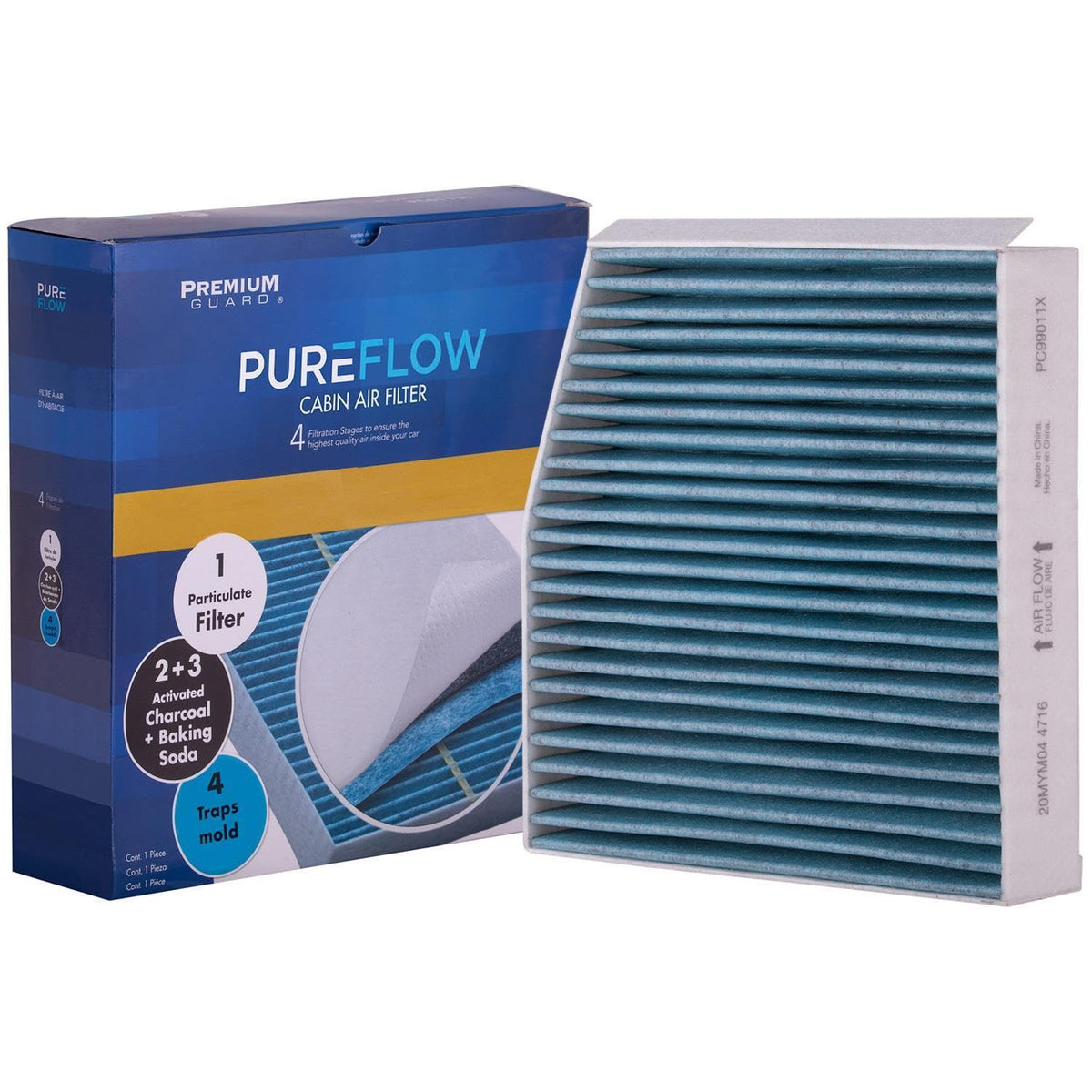 Premium Guard activated carbon layer detail demonstrating odor control