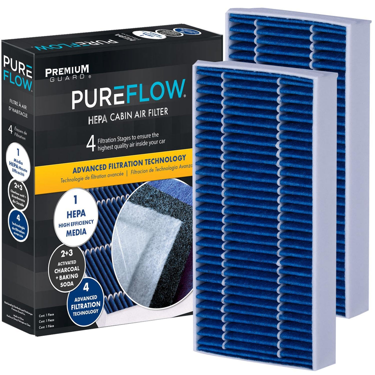 Premium Guard PUREFLOW activated charcoal layer detail reducing odors
