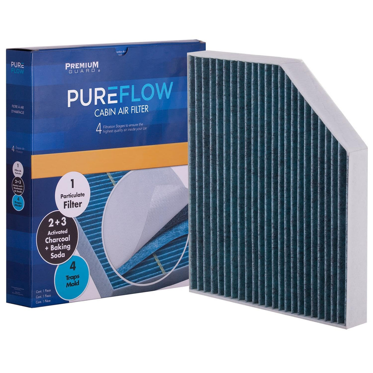 Premium Guard PUREFLOW close-up of filtration layers highlighting particle-trapping benefit